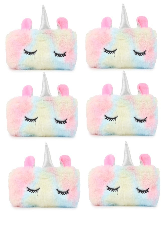 Jiada Unicorn Horn Ear Pencil Pouch, Soft Fur Plush Material Birthday Return Gifts Pack of 6 - Image 1